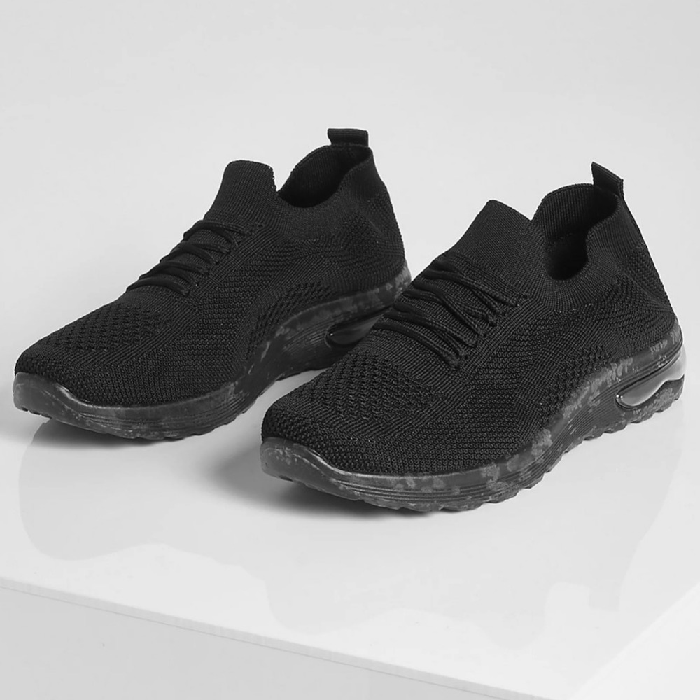 Black knit sneakers